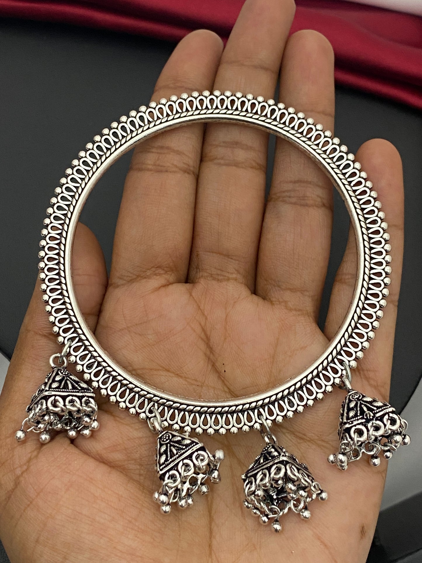 Oxidized Bangles with attached Small Jhumkas In USA