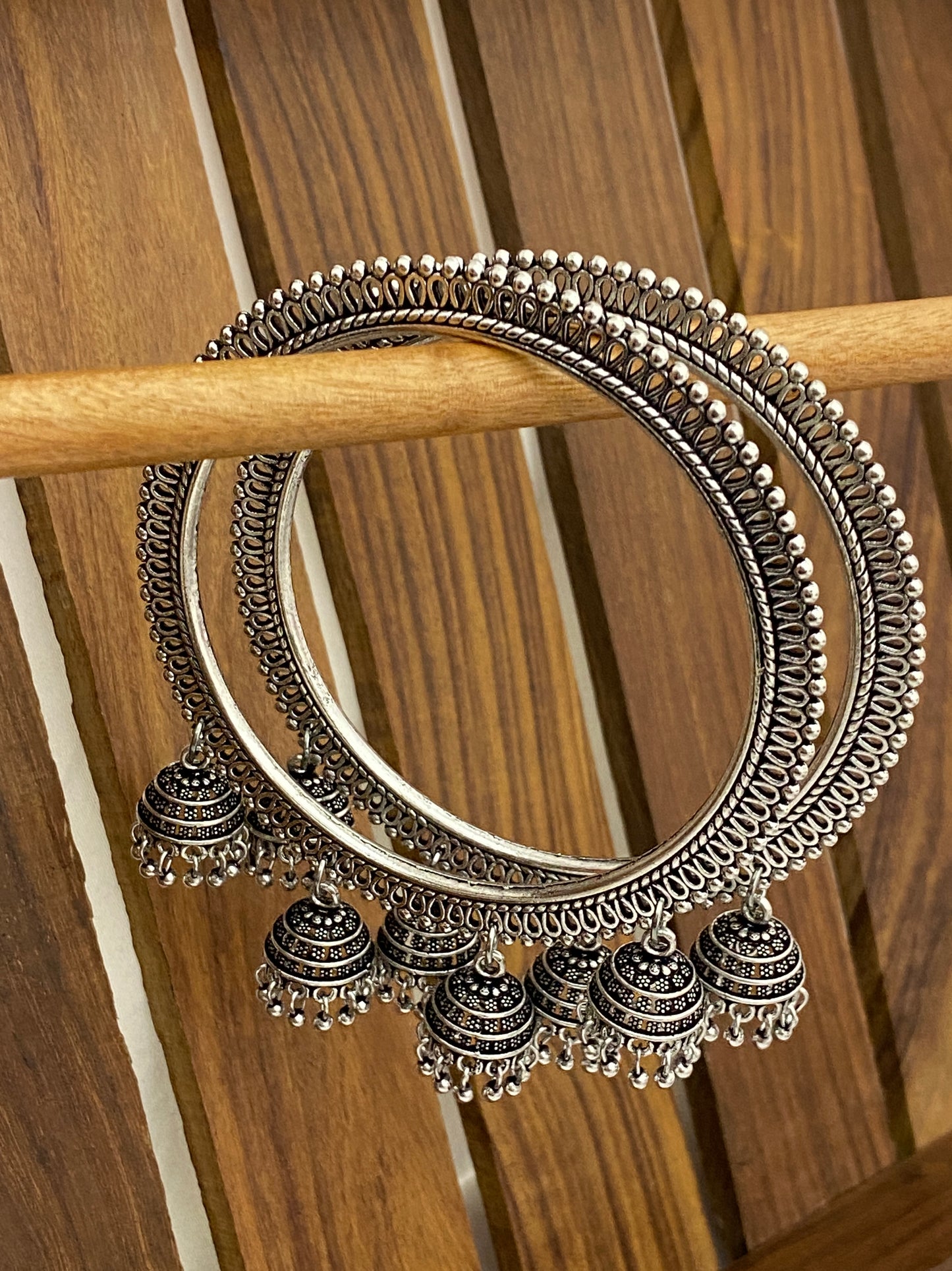 New Stylish Oxidized Women's Bangles With Jhumkas