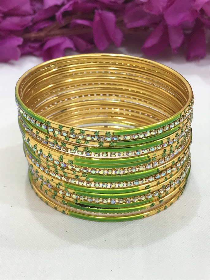 Captivating Light Green Color Smooth Finishing Metal Bangles For Women