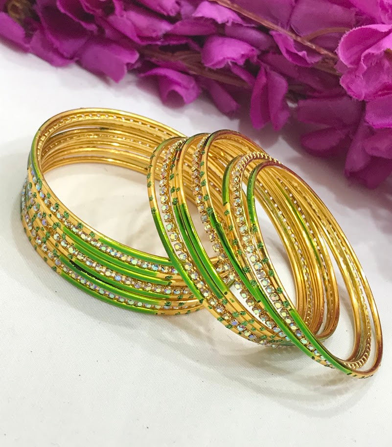 Captivating Light Green Color Smooth Finishing Metal Bangles For Women