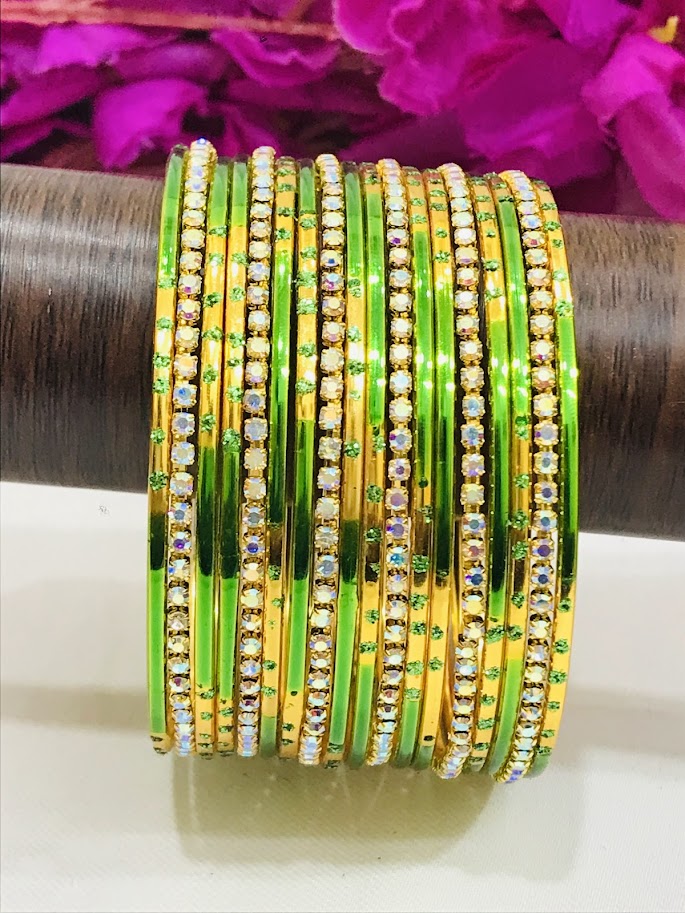 Captivating Light Green Color Smooth Finishing Metal Bangles For Women