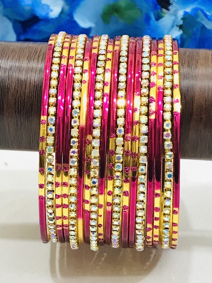 Stone Worked Designer Metal Bangles In USA