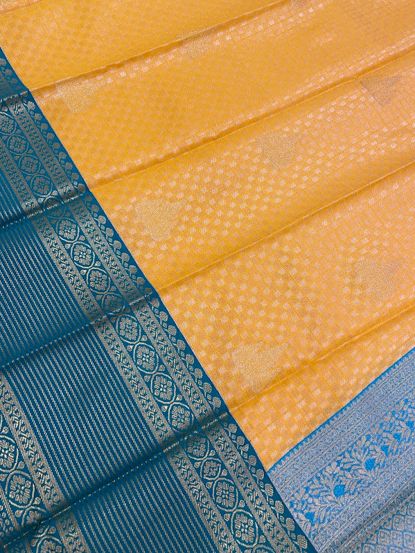 Yellow Color Soft Silk With Zari Work Contrast Pallu Saree In Tucson