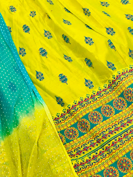 Yellow Colored Silk Kurti With Dupatta For Women In Chandler