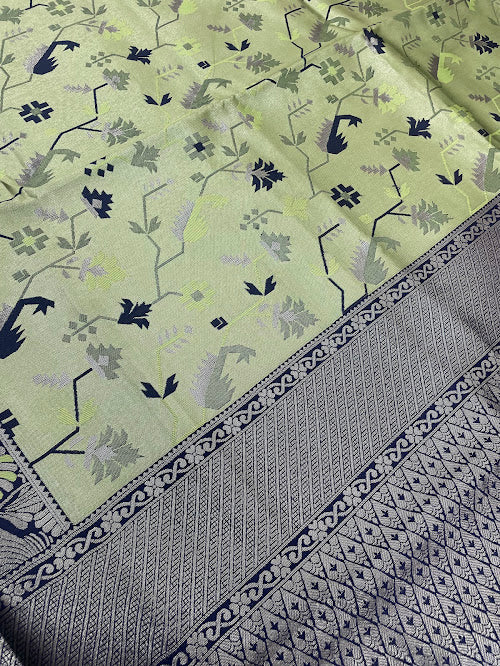 Pista Green Color Art Silk Saree In Mesa