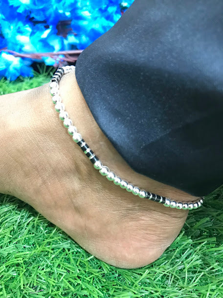 Graceful Silver Color Anklets With Beads Design In Chandler