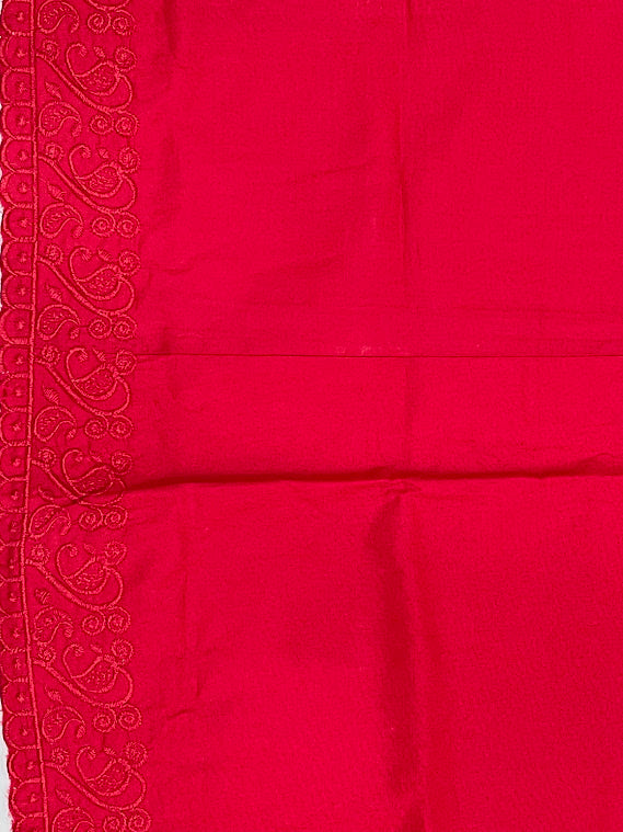 Attractive Red Color Thread Work Cotton Petticoat For Women