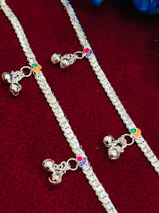 Alluring Silver Color Anklets With Stone And Bead Work For Women