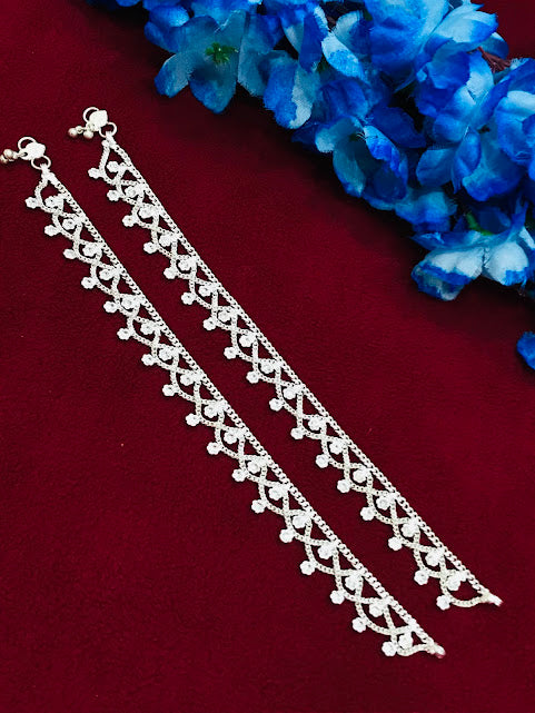Beautiful Silver Color Anklets With Stone Work Near Me