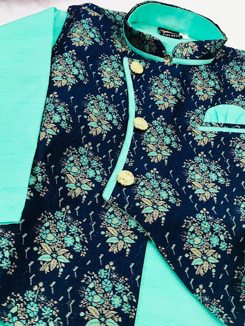 Traditional Boys Sky Blue Silk Cotton Kurta Pajama Pant And Dhoti Style Pant Near Me