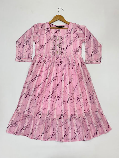 Wonderful Pink Color Stone Work Girls Kurti In USA