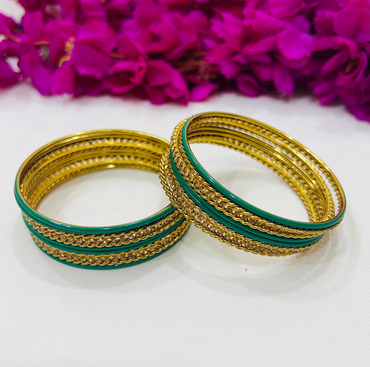Metal Bangles With Glitter Stones For Women In Surprise