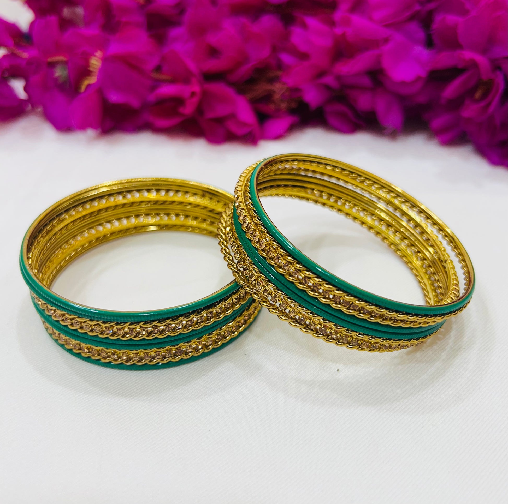 Metal Bangles With Glitter Stones For Women In Surprise