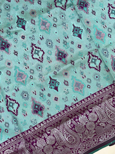 Sea Green Color Saree With Designer Zari Work In Apache Jucntion