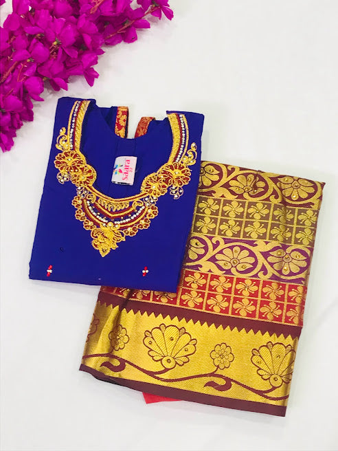 Attractive Blue Color Langa Sets For Girls Near Me