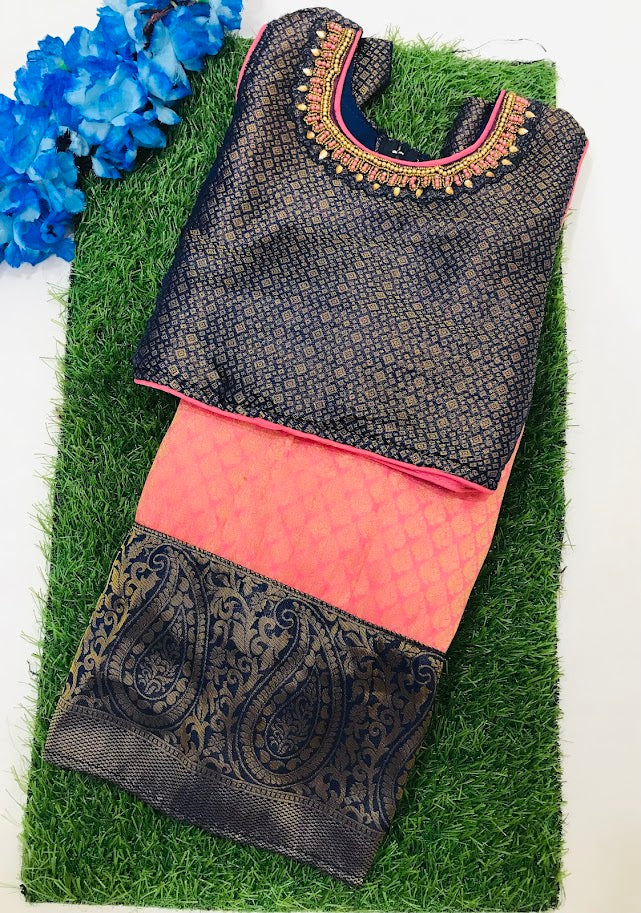 Elegant Peach Color Silk Langa prom Dress Sets For Girls In Tempe