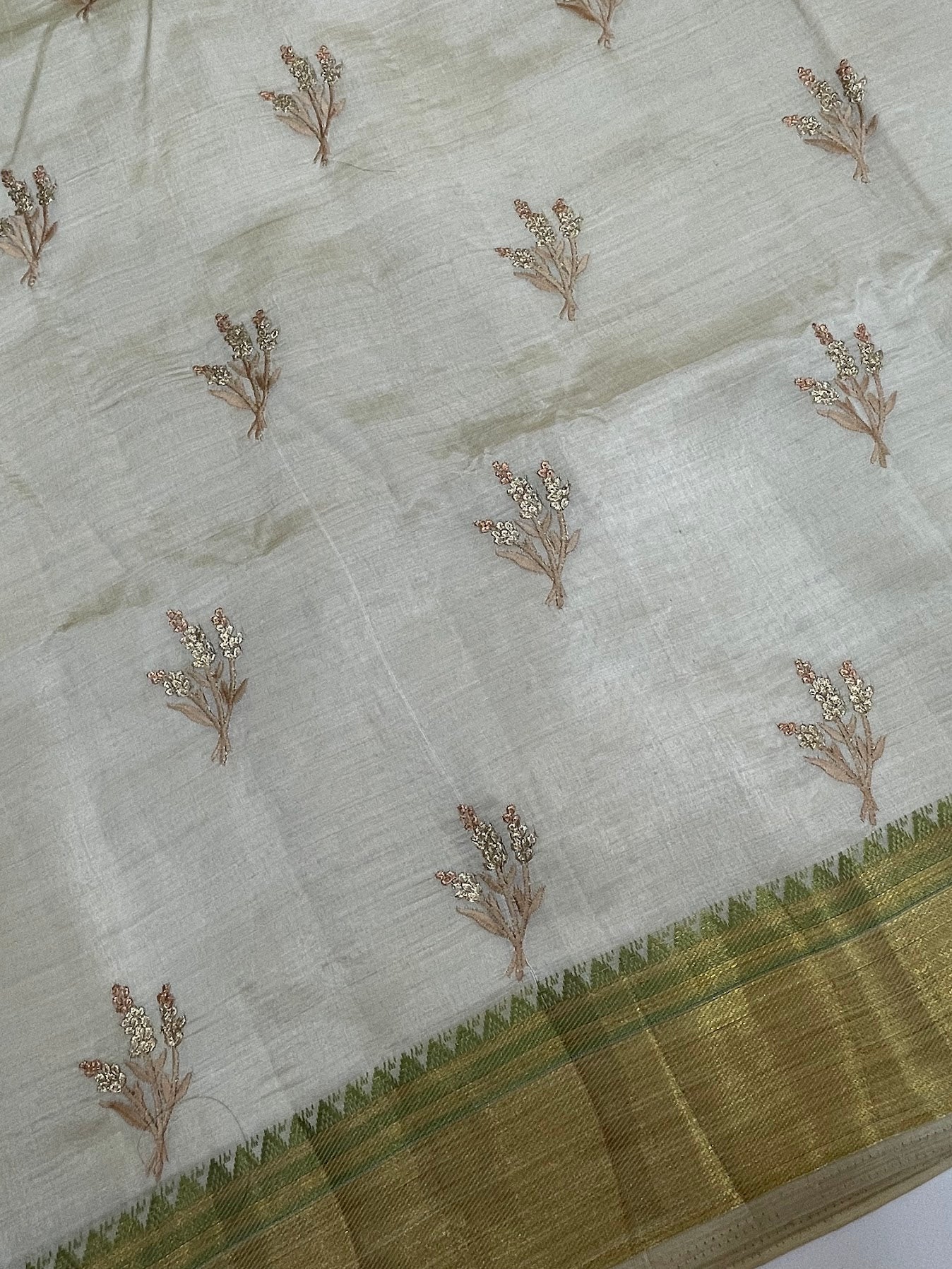 Beautiful Sandal Color Silk Cotton Saree In Surprise