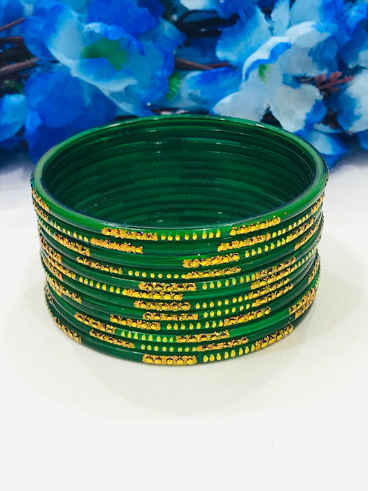 Beautiful Light Green Color Party Wear Glass Bangles For Women