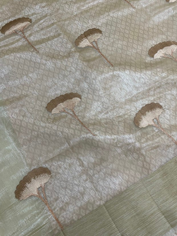 Appealing Beige Color Organza Saree In Chandler