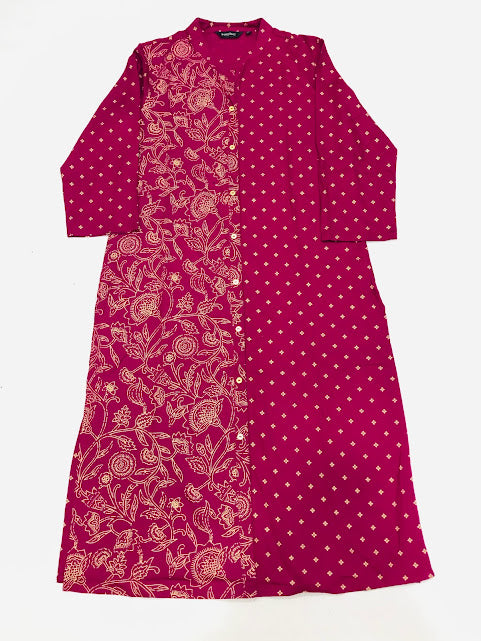 Appealing Pink Color Rayon Kurti With Embroidery And Sequence Work