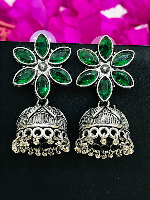 Oxidized Jhumka Earrings In Gila band