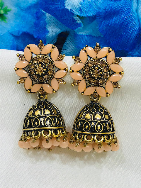 pink Stone Beads Earrings In Skull Valley