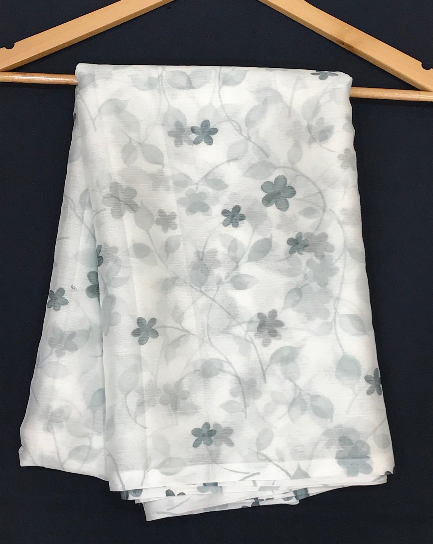White Color Floral Designed Chiffon Saree In USA