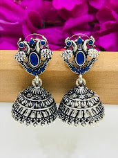 Silver Oxidized Jhumka Earrings In Tempe