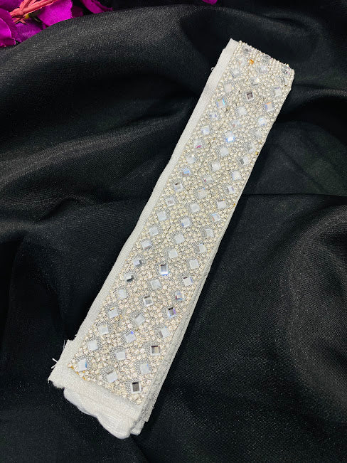 Silver Color Saree Belt With Stone Work