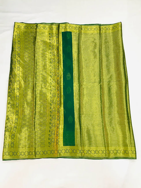 Gorgeous Green Color Georgette Designer Saree With Butta Motifs And Rich Pallu