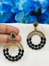 Dazzling Black Color Designer Earrings With Stones For Women Near Me