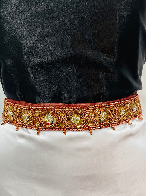 Traditional Maroon Color Saree Belt With Stone And Embroidery Work Near Me
