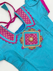 Sky Blue Color Silk Langa Set In Tempe