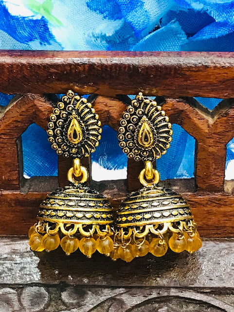 Gold Color Beads Earring In Sun city