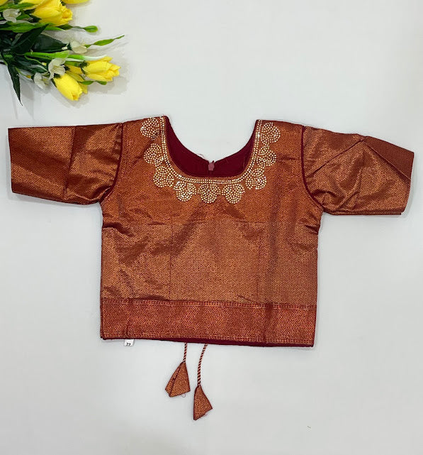 Wonderful Maroon Color Silk Langa Set With Stone And Zari Work In Tempe