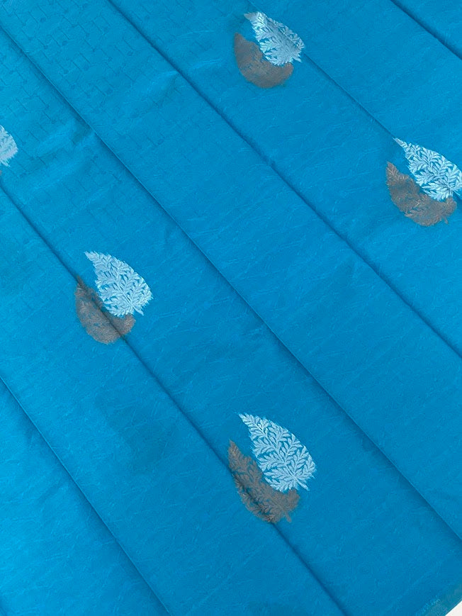 Stunning Rama Blue Color Art Silk Saree In Suncity