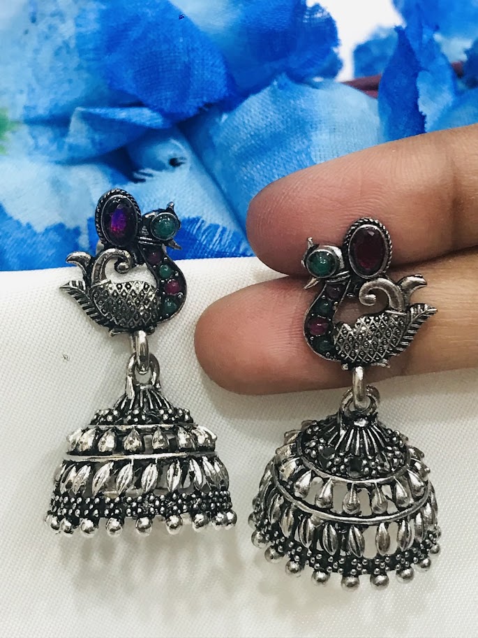 Delightful Red Color Stone  Jhumka Earrings In Tempe