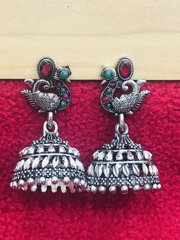 Delightful Designer Oxidized Jhumka Earrings In USA