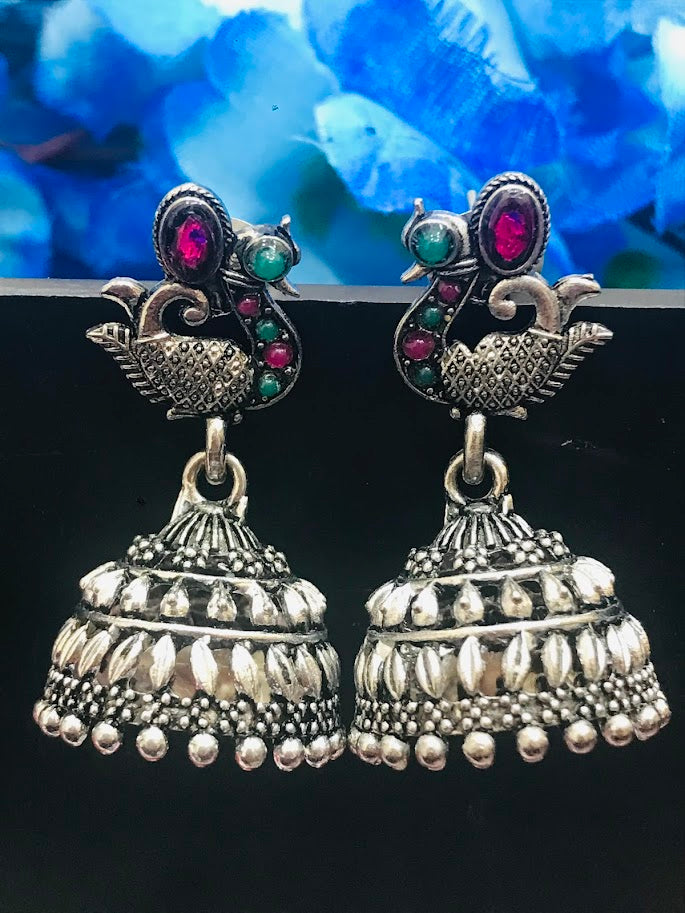 Delightful Red Color Stone Jhumka Earrings In Chandler