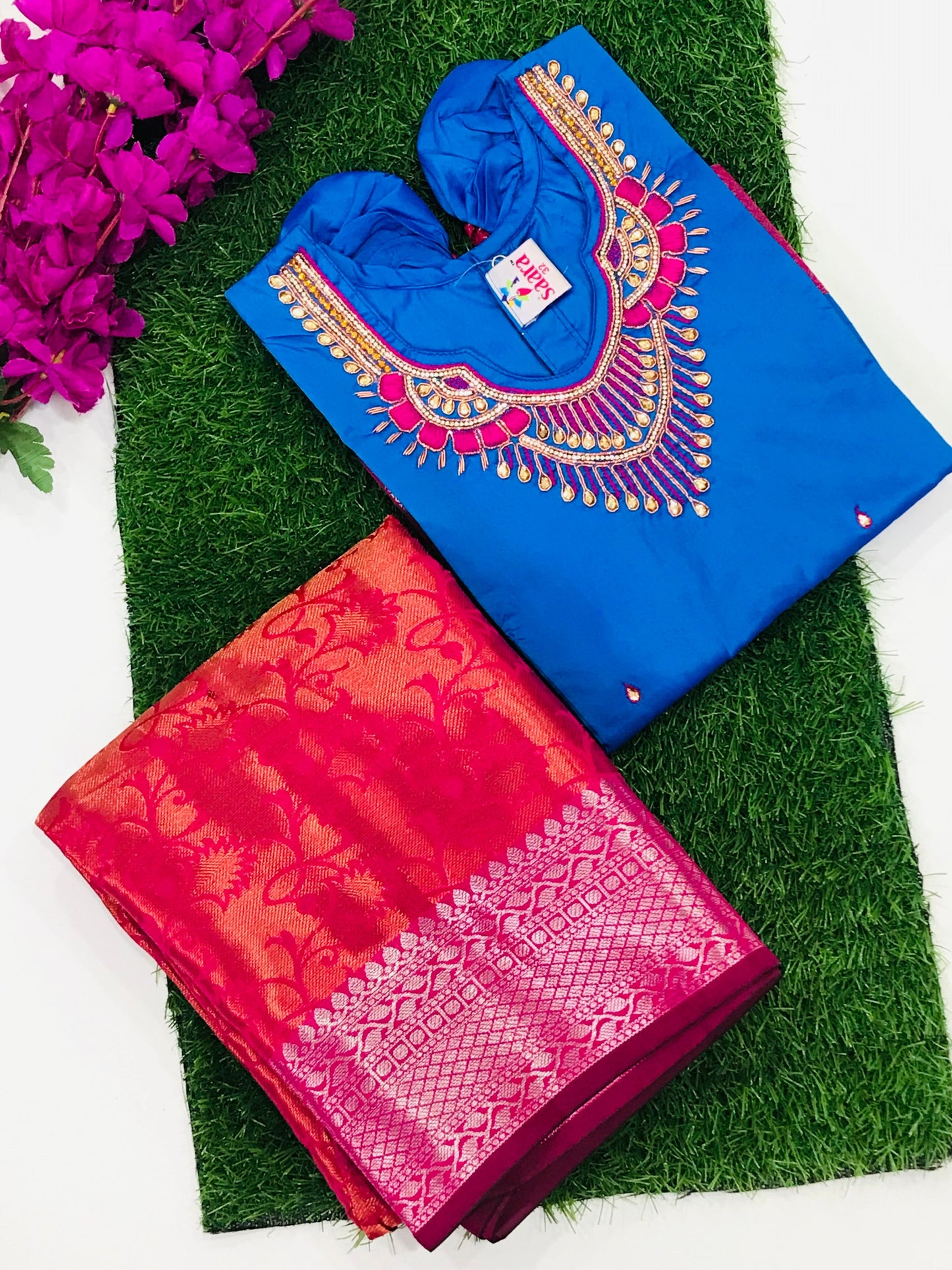 Blue Color Embroidery And Stone Work Langa Set With Zari Work Near Me