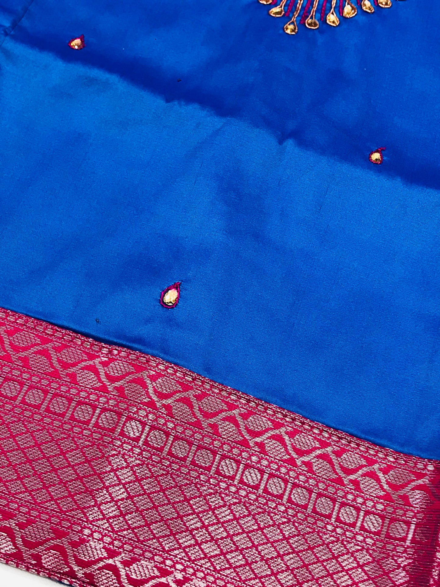 Blue Color Embroidery And Stone Work Langa Set With Zari Work In Phoenix