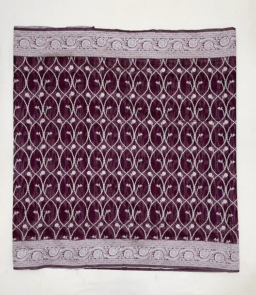 Wine Color Silk Cotton Saree For Women In Suncity