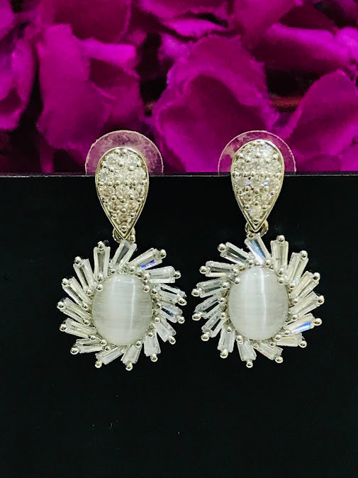 Gorgeous White Color Stone Style AD Earrings For Women