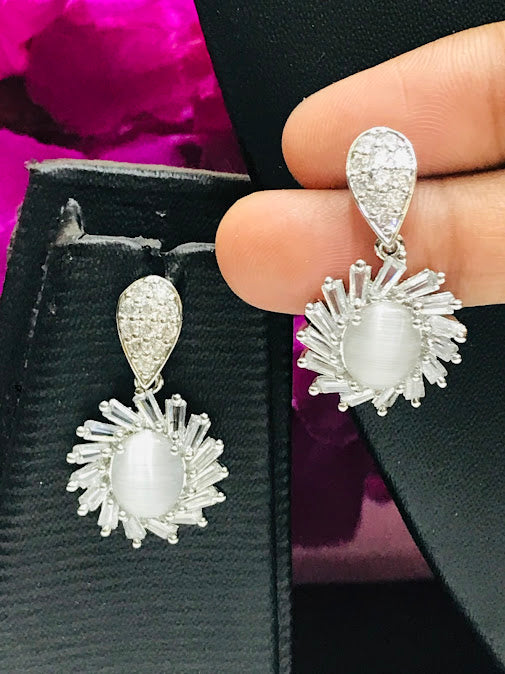 Gorgeous White Color Stone Style AD Earrings For Women Near Me