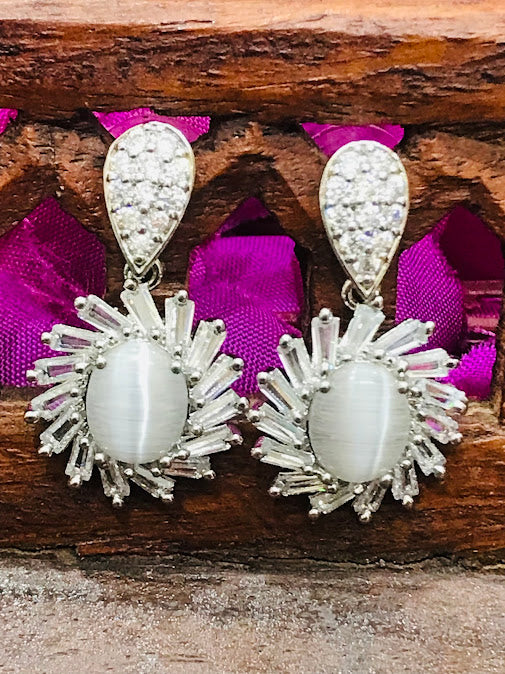 Gorgeous White Color Stone Style AD Earrings In Surprise