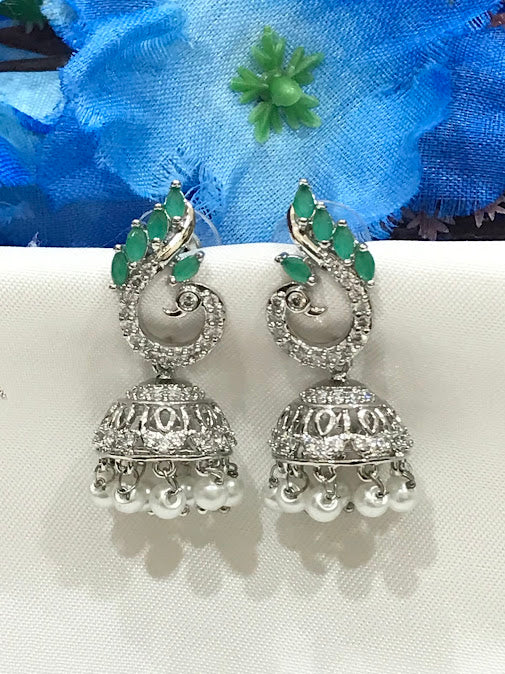 Adorable Green Color American Diamond Earrings In USA