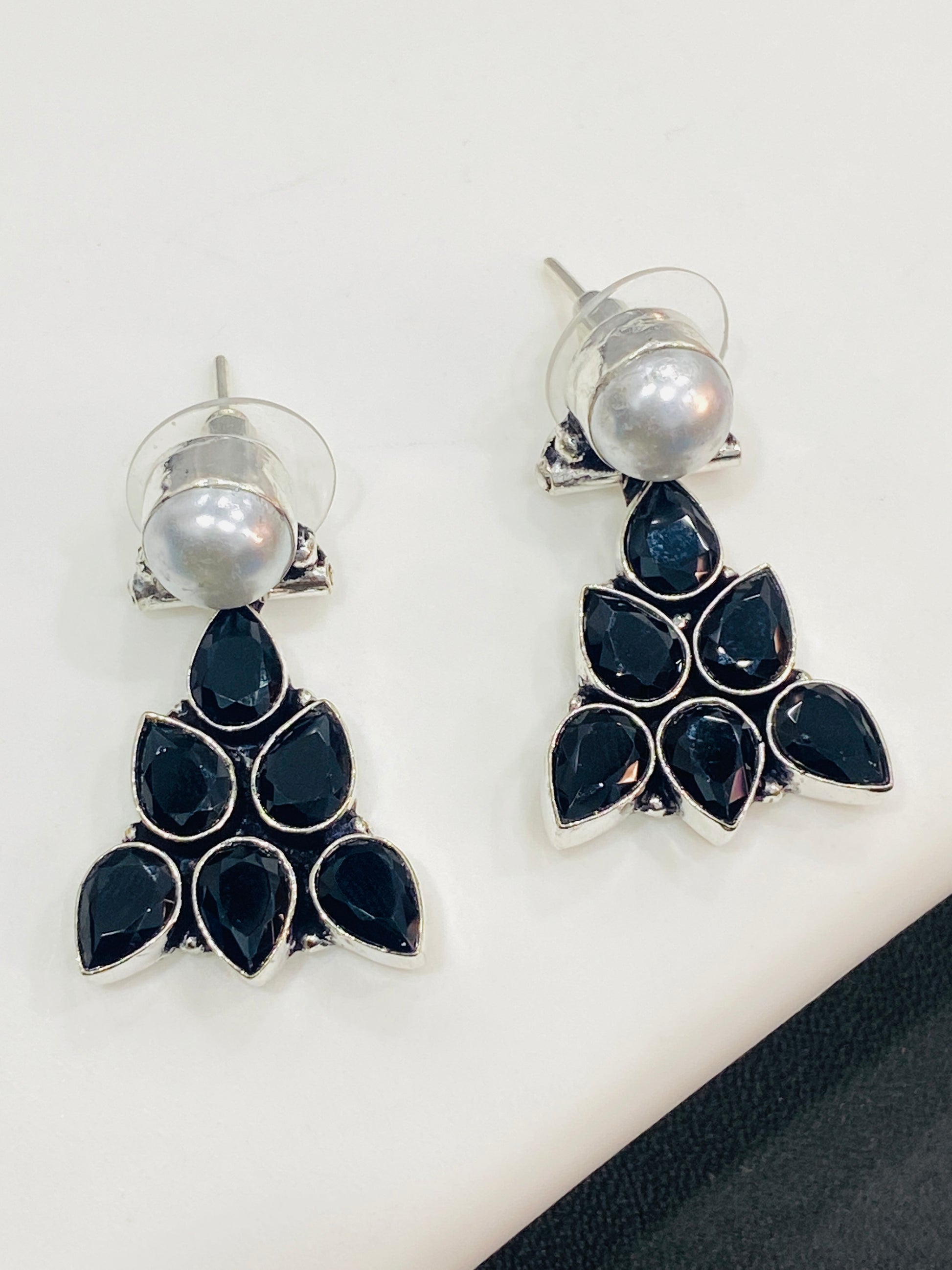 Leaf Designed German Silver Oxidized Stud Earrings In Peoria