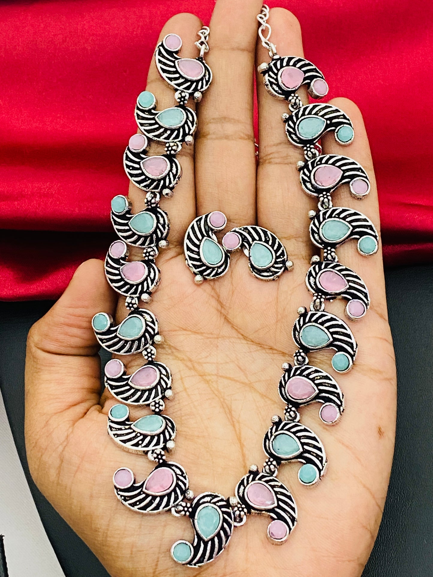 Silver Toned Oxidized Necklace Near Me