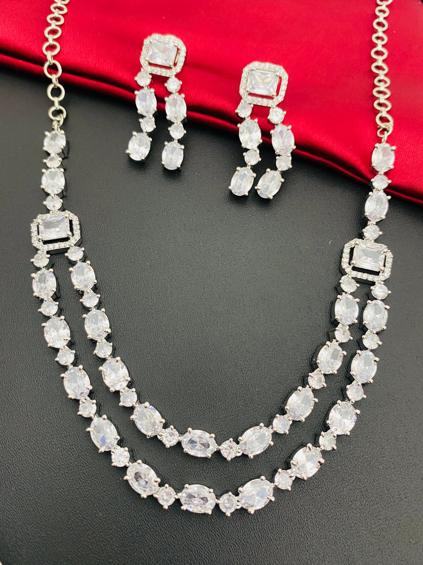 Gorgeous Elegant Premium Quality AD Stone Necklace Set