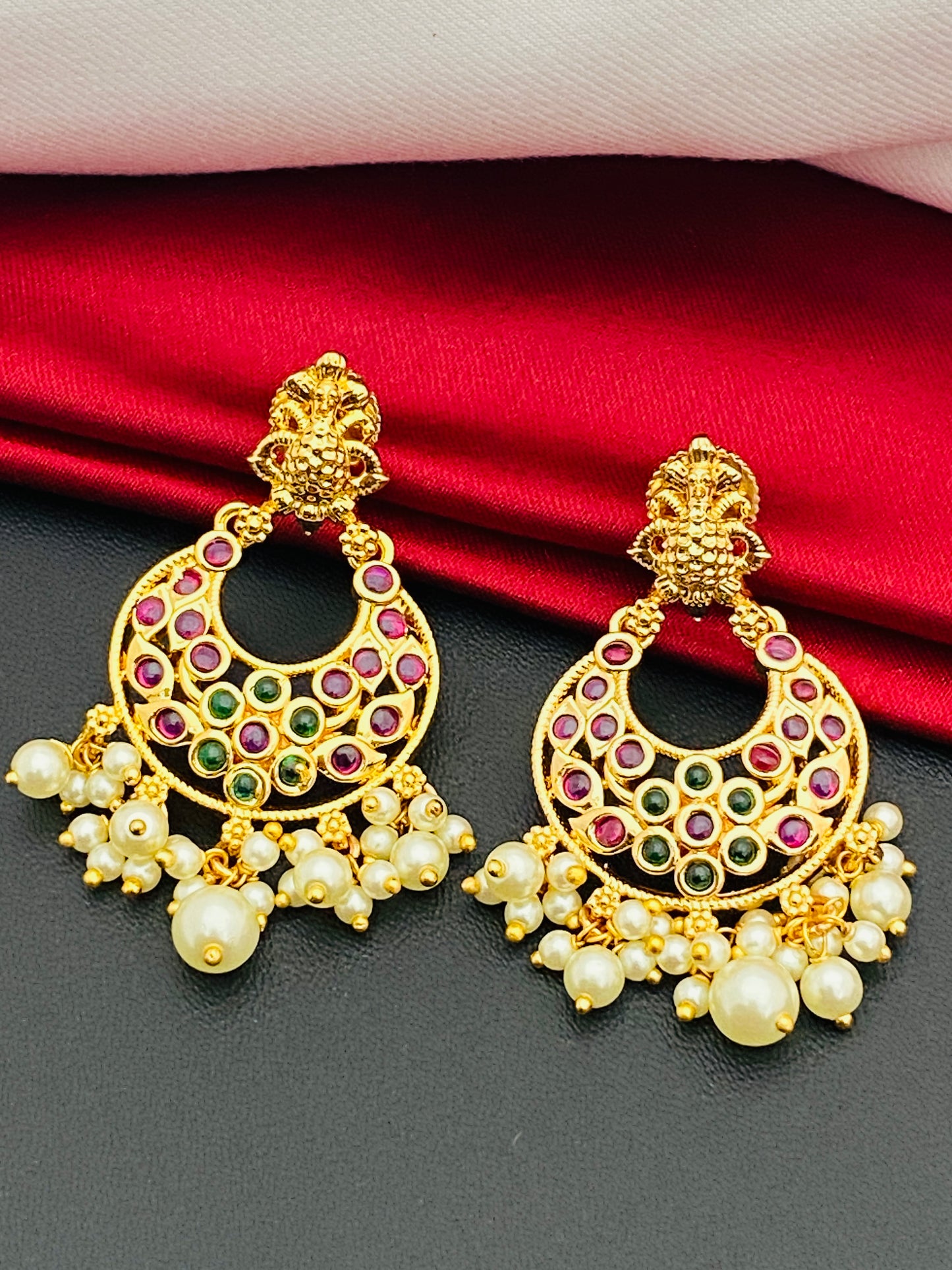 Gold plated chandbali Earrings